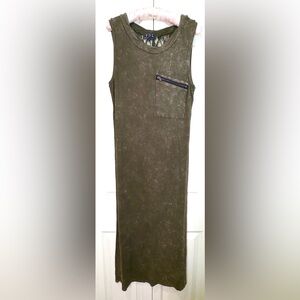 POL Sleeveless Lace Back Dress Bleach Wash Zipper Pocket Small NWOT